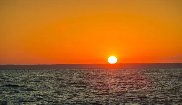 Magnifique Coucher Soleil Mer Sicile Avec Belles Couleurs Dans Ciel — Photo