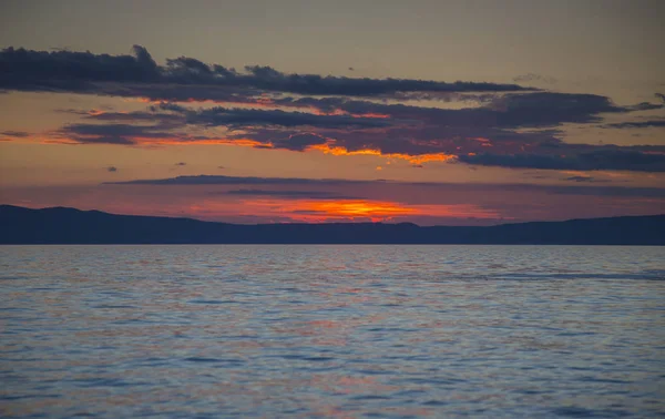 Krásný Západ Slunce Ven Moři Sicílii Krásné Barvy Obloze — Stock fotografie