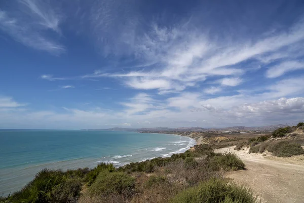 Gran Bahía Costa Con Mar Mediterráneo Hermosos Colores Sicilia Italia — Foto de Stock