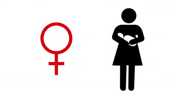 Znamení ženské pohlaví a sekvence z různých grafické obrázky žen značení