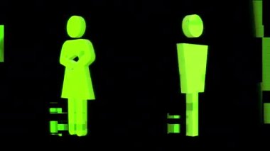 Erkek ve kadın işaret ve sembolleri farklı grafik görüntüleri yapılmış 3d serisi