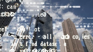 Tokyo şehir manzarası sahne veri ve bilgi her bina yüz eşlenen programlama bilgisayar ile