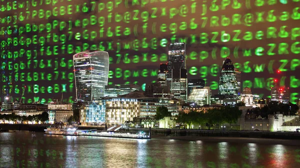 Horizonte Ciudad Londres Con Datos Información Programación Computadoras Mapeadas Las —  Fotos de Stock