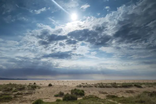 Lynnig Molnig Morgon Dune Beach San Pere Pescador Catalunya Spanien — Stockfoto