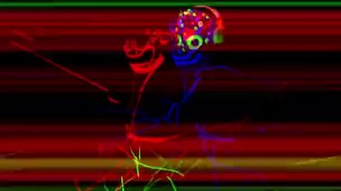 korkunç canavar Uv floresan korkunç maske koyu arka plan üzerine