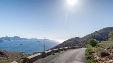 puntas de calnegre doğal park Murcia, İspanya sahillerinde yol kapalı sürüş