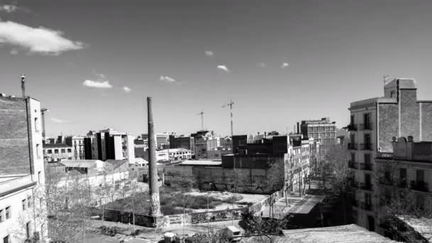 Timelapse Vista Esquina Rua Bairro Industrial Poblenou Barcelona — Vídeo de Stock