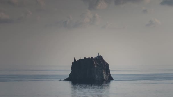Île Strombolicchio Large Île Volcanique Stromboli — Video