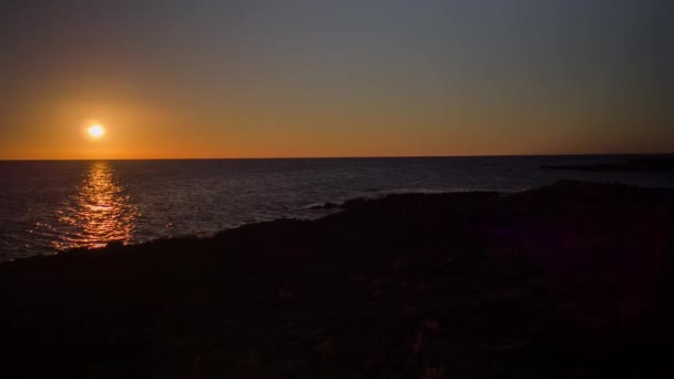 Rocky Beach Mediterranean Sea Beautiful Colours Sicily Italy Sunset — Stock Video