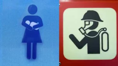 Erkek ve kadın işaretleri farklı grafik görüntüler yapılan sıra 