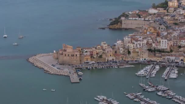 Προβολή Ώρας Λήξη Της Πόλης Λιμάνι Του Castellammare Del Golfo — Αρχείο Βίντεο