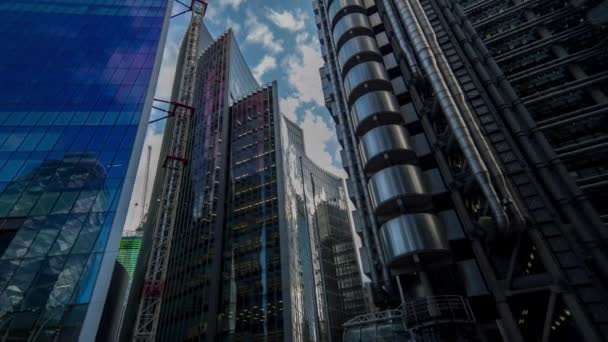 London Egyesült Királyság Március 2018 Spinning Magasba Látszó Magas Felhőkarcolók — Stock videók
