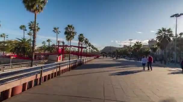 Time Lapse Video Van Barcelona Stadsbuurt Landschap Skateboard Barcelona Spanje — Stockvideo