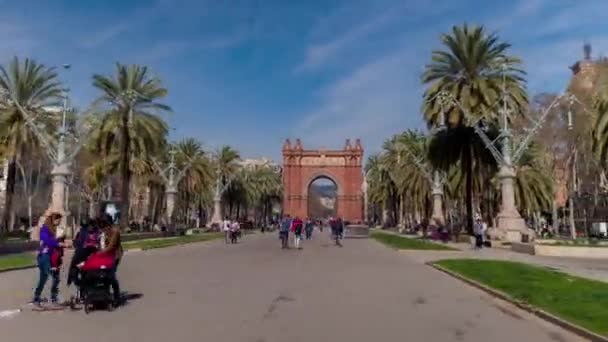 Barcelona Stadt Nachbarschaft Landschaft Mit Zeitraffer Video Auf Skateboard Barcelona — Stockvideo