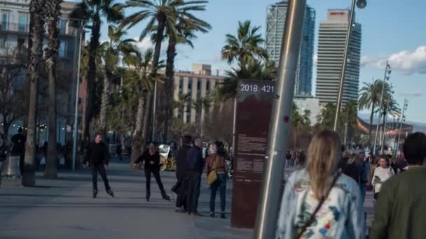 Barcelona España Marzo 2018 Pov Shot Viajando Por Barrio Playa — Vídeo de stock