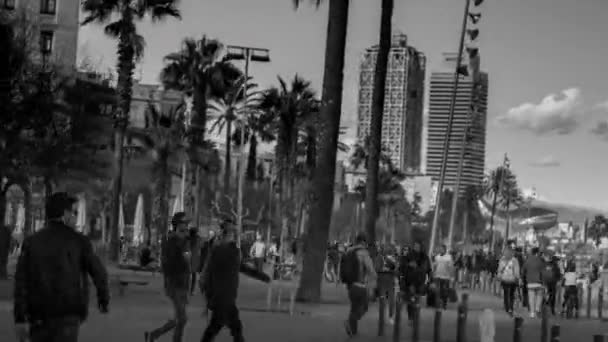 Barcelona Spanien Mars 2018 Pov Skott Reser Runt Stadsdelen Beach — Stockvideo