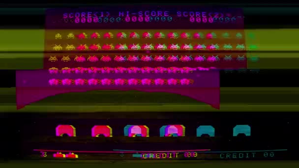 Jelet Grafikus Ábrázolása Space Invaders Számítógépes Játék — Stock videók