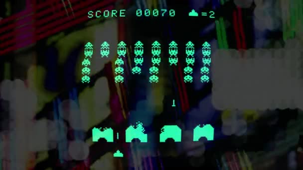 空间入侵者计算机游戏的运动图形表示 — 图库视频影像