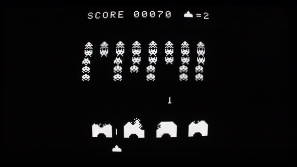 Grafické Znázornění Počítačové Hry Space Invaders Pohybu — Stock video