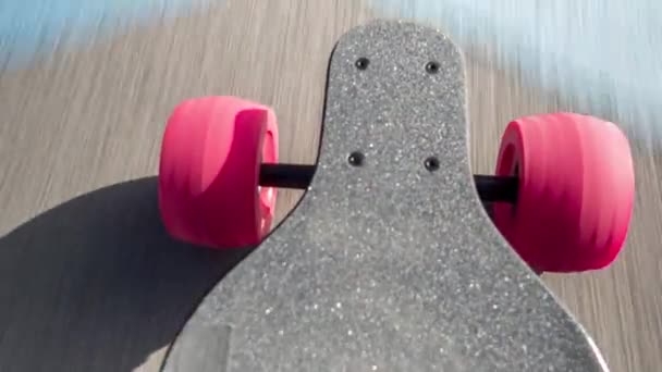 Detail Elektrický Skateboard Pohybuje Zemi — Stock video