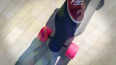 bir erkek ayakları üzerinde Road'da hareketli bir elektrik kaykay