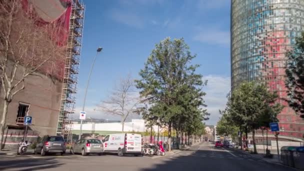 Pov Shot Travelling Streets Barcelonas Poblenou District — Stock Video