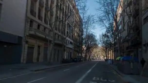 Hyperlaspe Pov Shot Travelling Streets Barcelonas Poblenou District — Stock Video