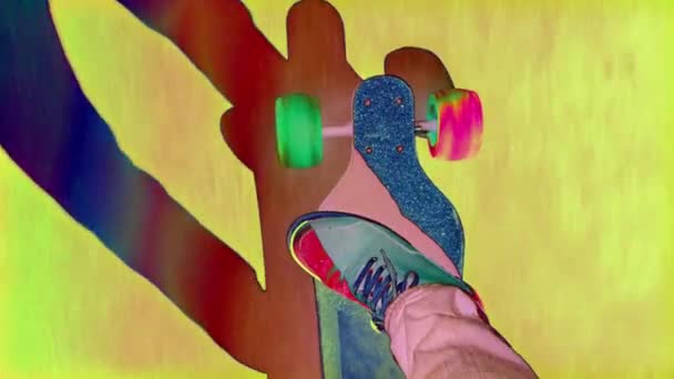 Piedi Maschili Skateboard Elettrico Movimento Lungo Terreno — Video Stock
