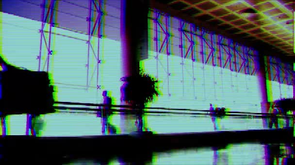 Люди Мчатся Терминалу Аэропорта — стоковое видео