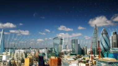 televizyon aksaklık ve binalar üzerinde eşlenen bozulma ile şaşırtıcı Londra manzarası.