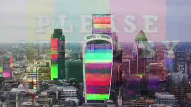 ロンドン都市スカイライン データ コンピュータ プログラミングの建物のファサードのマッピング情報 — ストック動画
