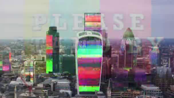 Skyline Van Stad Van Londen Met Gegevens Computer Programmeren Van — Stockvideo