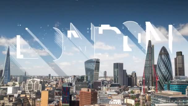 Skyline Ciudad Londres Con Información Programación Datos Computadoras Mapeada Fachadas — Vídeo de stock