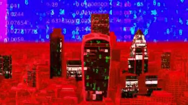 Londra şehir manzarası ile veri ve bilgisayar bilgi cephe bina eşleştirilmiş programlama