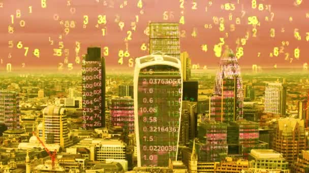 Skyline Cidade Londres Com Dados Informações Programação Computadores Mapeados Fachadas — Vídeo de Stock