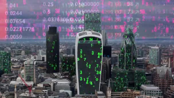 Skyline Della Città Londra Con Dati Informazioni Programmazione Del Computer — Video Stock