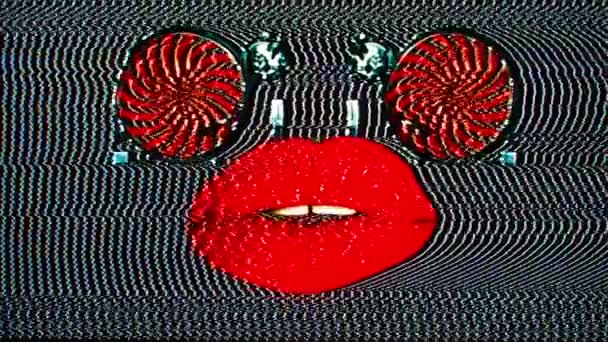 レコードのターン テーブルの唇 — ストック動画