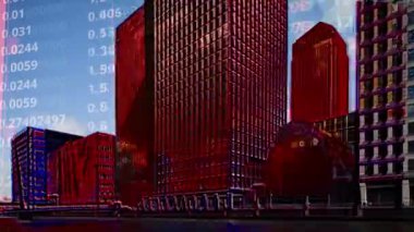Glitch etkisi ile Londra docklands görünümü