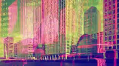 Glitch etkisi ile Londra docklands görünümü