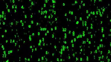 Bir bilgisayar ekranı bağlı aksaklık ve distorsiyon etkisi ile aşağı koşma numaraları