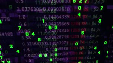 Bir bilgisayar ekranı bağlı aksaklık ve distorsiyon etkisi ile aşağı koşma numaraları