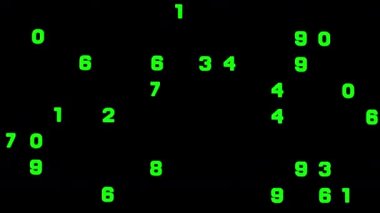 Bir bilgisayar ekranı bağlı aksaklık ve distorsiyon etkisi ile aşağı koşma numaraları