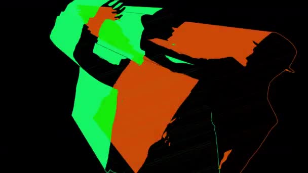 Вмілий Чоловічий Танцюрист Сучасному Стилі Серія Силуетом Танцюриста Тіні — стокове відео