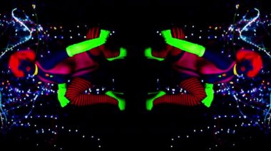 seksi kadın disko dansçısı UV floresan kılık poz
