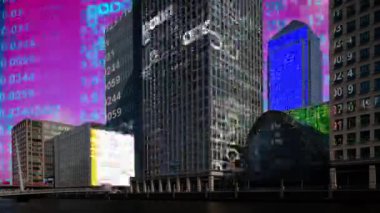 London docklands timelapse veri ve bilgi her bina yüz eşlenen programlama bilgisayar ile