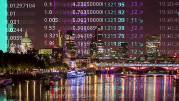 Vista Cidade Londres Partir Ponte Waterloo Com Dados Informações Programação — Vídeo de Stock