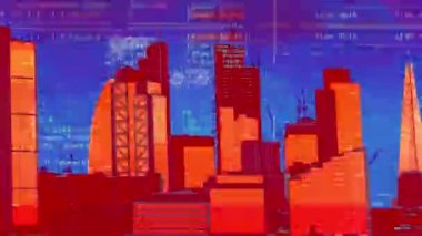 şaşırtıcı Londra şehir manzarası timelapse veri ve bilgi bina cephe eşlenen programlama bilgisayar ile