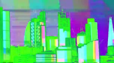 televizyon ve video testi bina cephe eşlenen desenleri ile şaşırtıcı Londra şehir timelapse