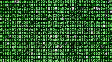 Yeşil ikili kod ve bilgisayar ekran aşağı çalışan harfler