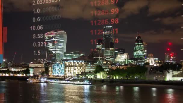 Increíble Horizonte Ciudad Londres Timelapse Con Datos Información Programación Computadoras — Vídeo de stock